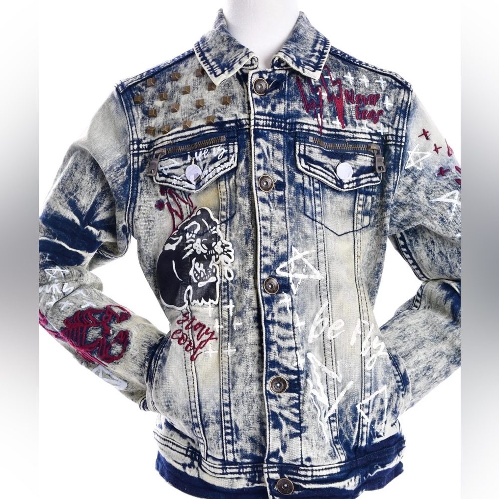 BOYS’ VINTAGE GRAPHIC BIKER JACKET